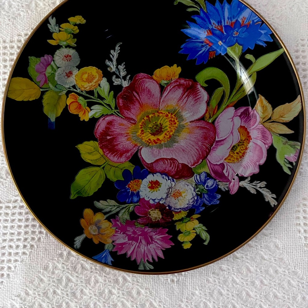 McKenzie childs black flower market charger